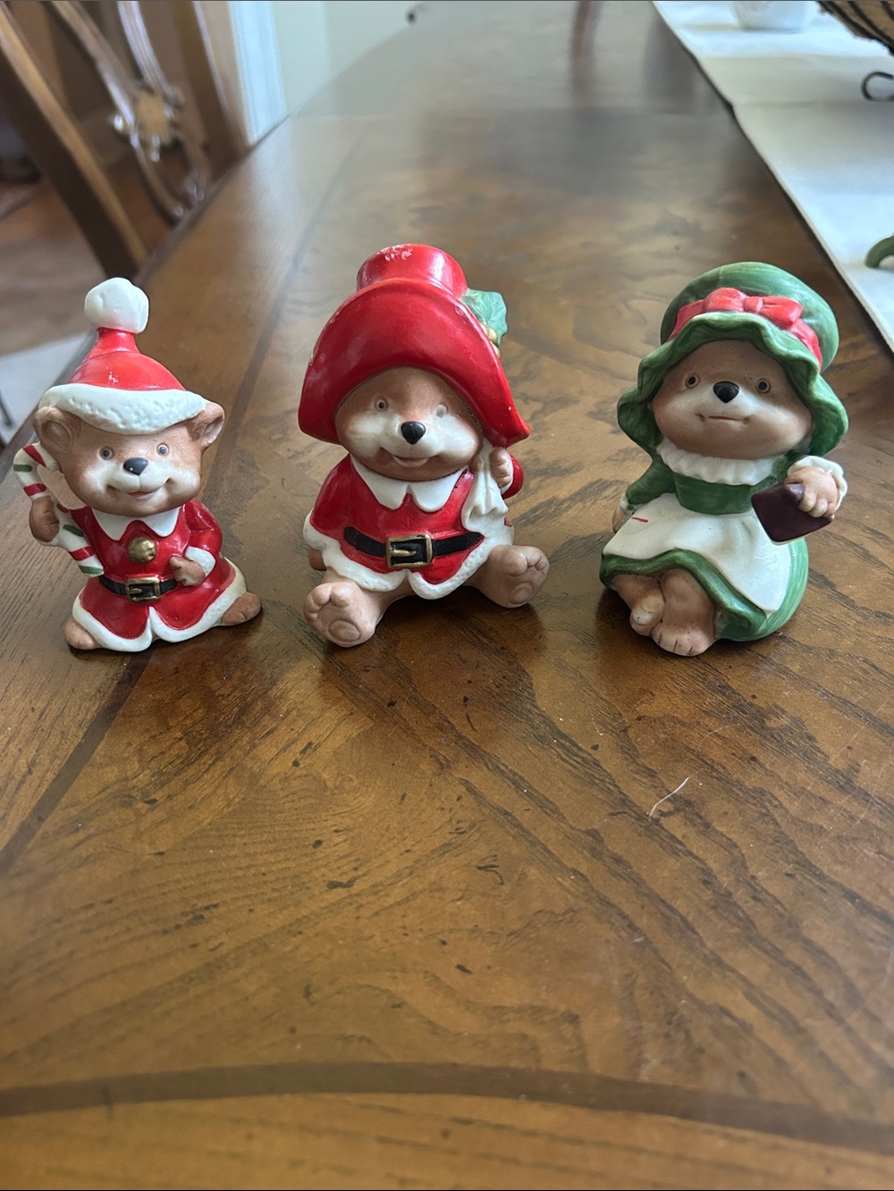 Homco Three Christmas Bear Figures Mama, Pappa and Baby 5600